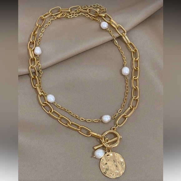 Anthropologie Jewelry - Gold and Pearl Layered Necklace A1532